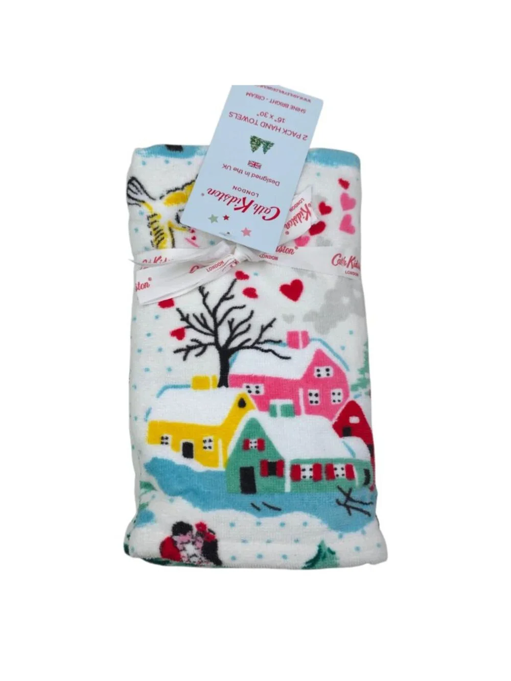 Cath Kidston 2 Pack Hand Towels Shine Bright Winter Village Holiday Christmas